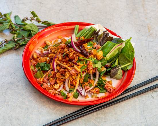 Yum Nam Khao Tod ยำแหนมข้าวทอด